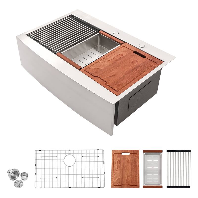 36 Drop in Farmhouse Sink Workstation Stainless Steel 16 gauge Topmount Apron Front Kitchen Sink