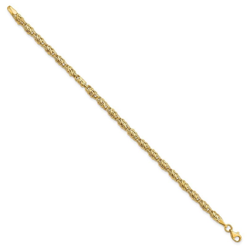 Curata 14k Yellow Gold Hollow Fancy Lobster Closure Polished Fancy Bracelet 7.5 Inch