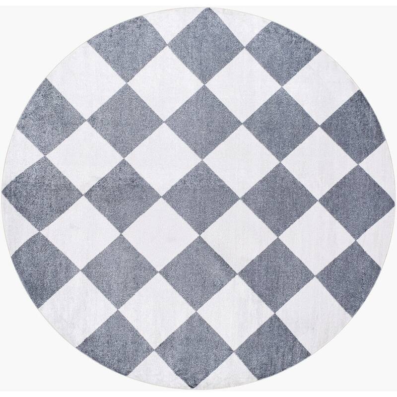 Livabliss Lillian Modern Washable Area Rug - 6'7" x 6'7" Round - Navy