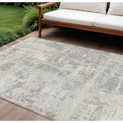HomeRoots Abstract Transitional Rectangle Outdoor Rug