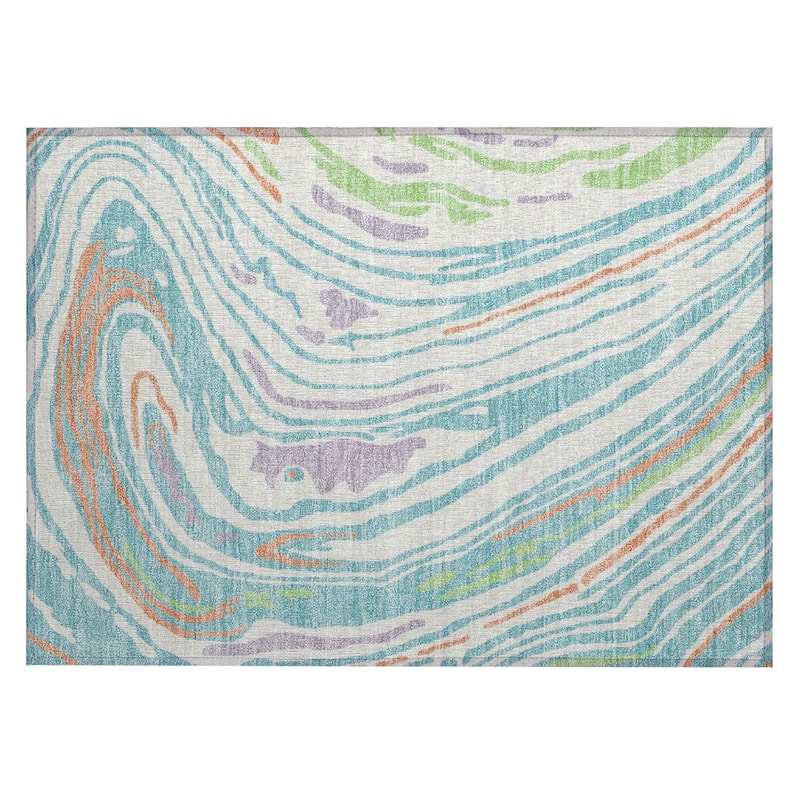Machine Washable Indoor/ Outdoor Abstract Brushstrokes Chantille Rug
