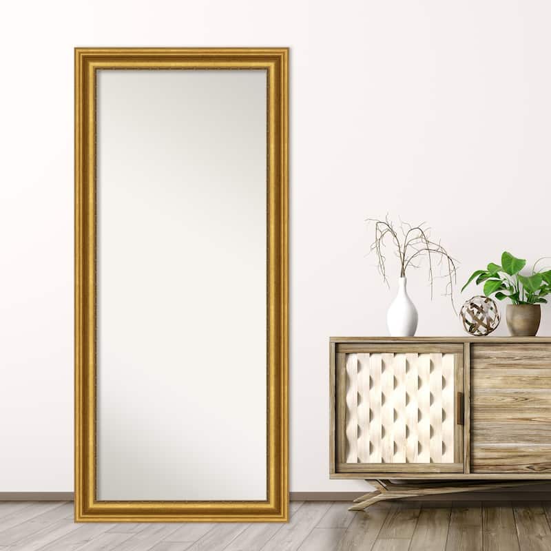 Non-Beveled Wood Full Length Floor Leaner Mirror - Parlor Frame - Glass Size 24 x 60