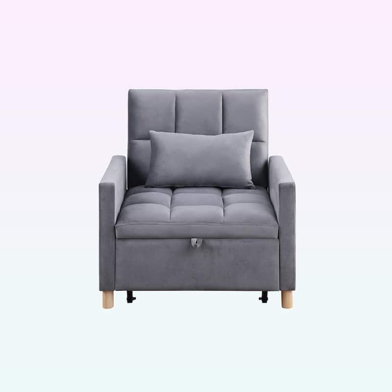 Modern Convertible Sleeper Sofa Chair Bed with Pillow