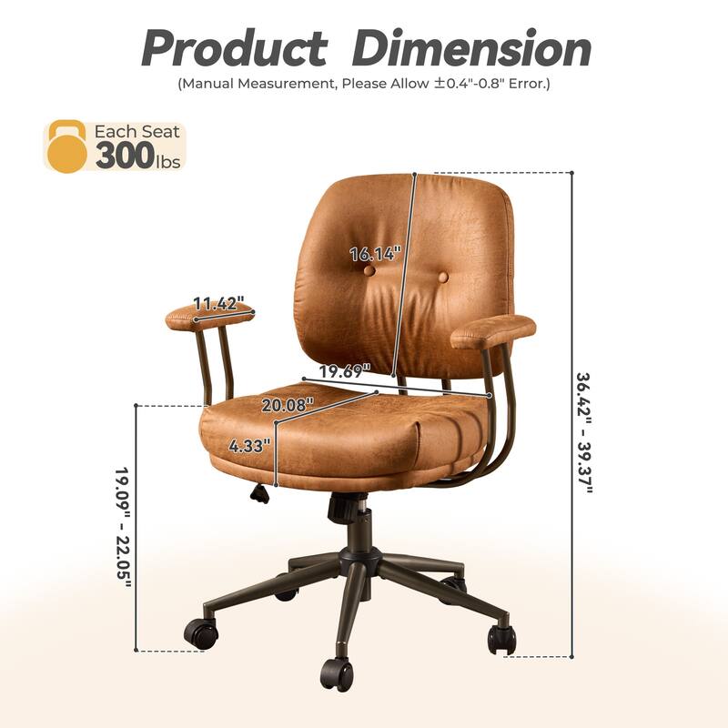 HOOOWOOO Modern Office Chair Adjustable Swivel Task Chair