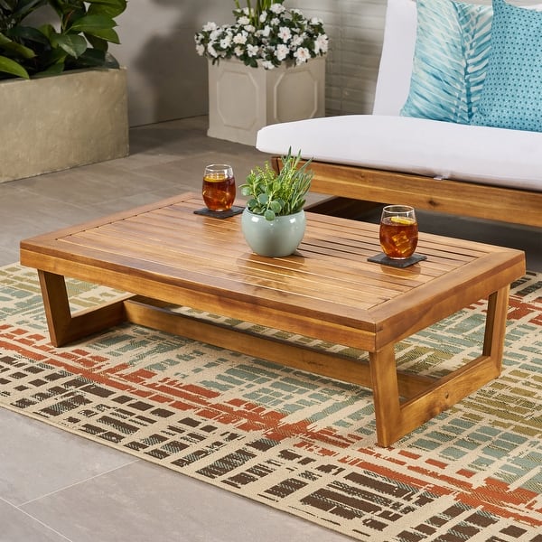 Sherwood Outdoor Acacia Wood Coffee Table by Christopher Knight Home - Teak Finish
