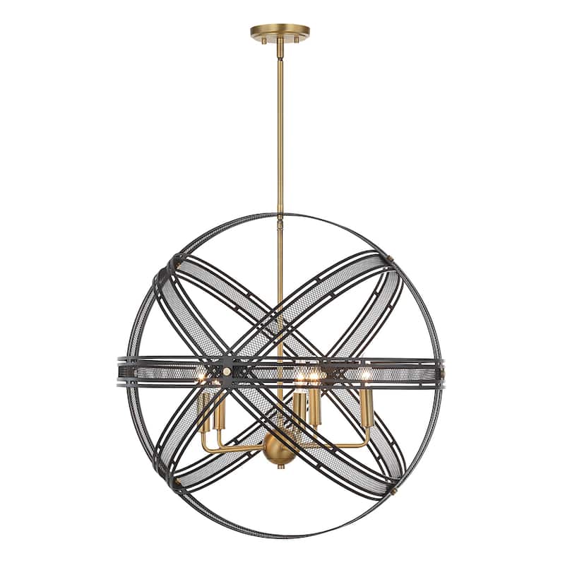 5-Light Inter-Wrapped Sphere Hanging Pendant Ceiling Light Fixture - 27.75"