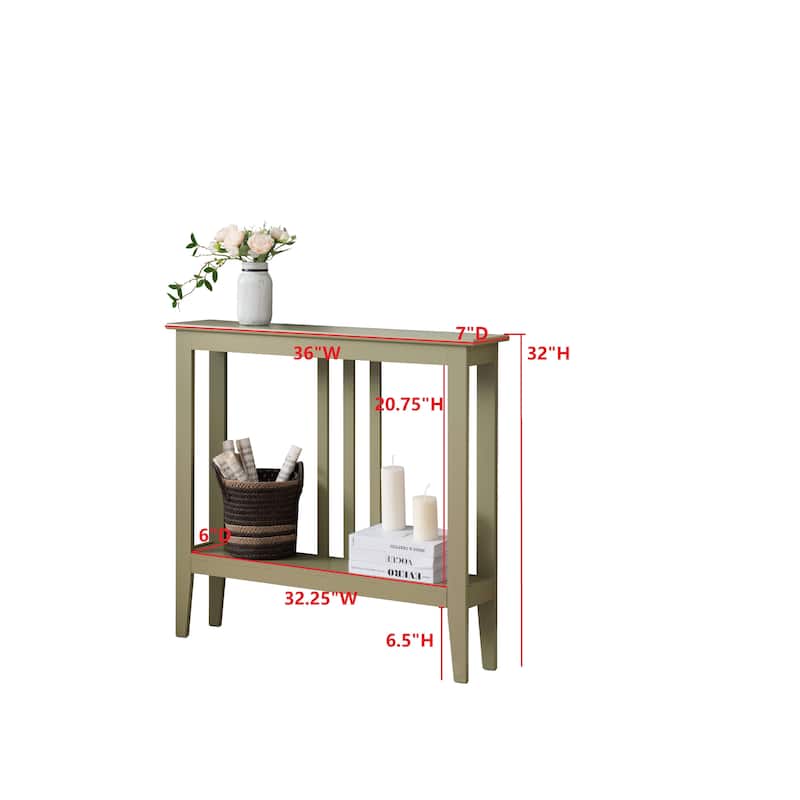 Balfour Collection Wood Modern Console Table with Shelves 36"
