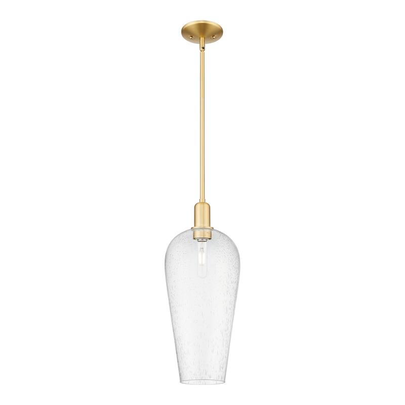 Innovations Lighting 716-1S-20-8 Chelsea Pendant Chelsea 8" Wide Mini - Satin Gold / Seedy Deco Swirl