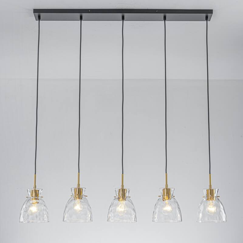 1/3/5-Light Modern Minimalist Clear Glass Pendant Light for Dining Room