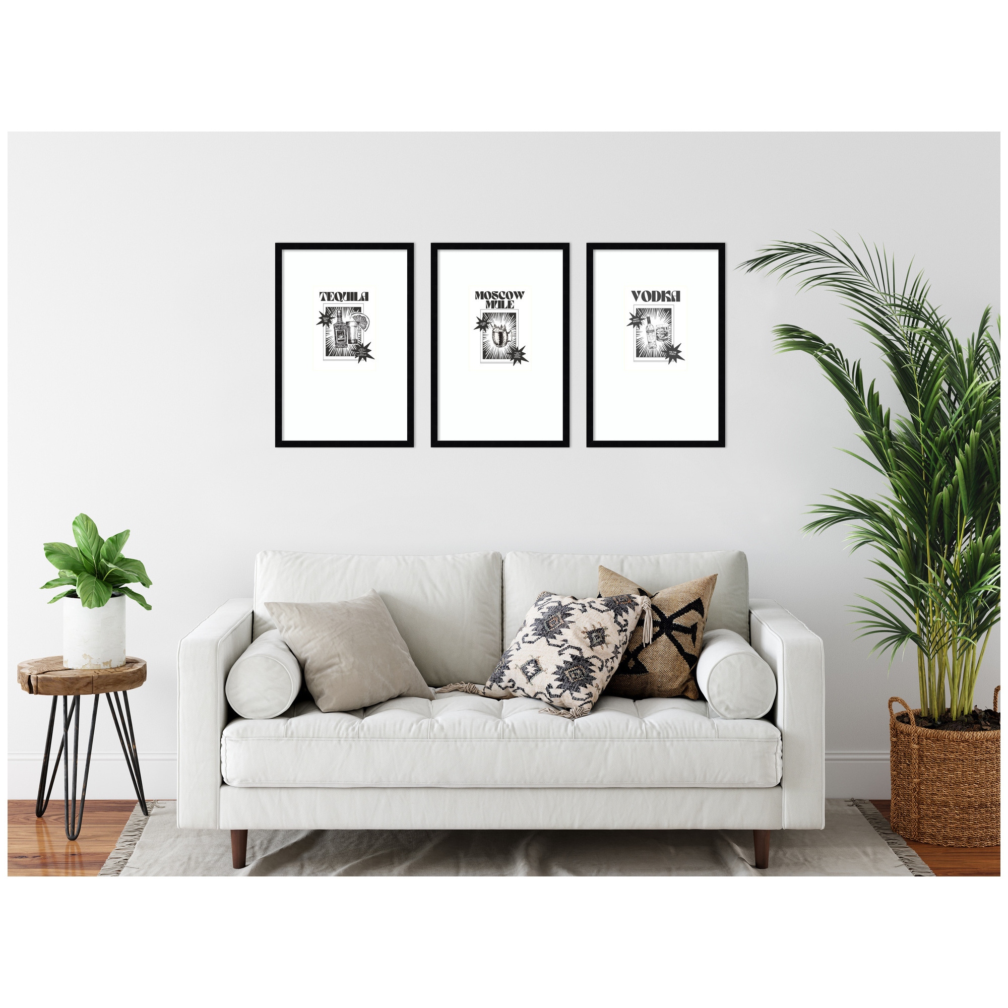 Kate and Laurel Tequila Moscow Mule & Vodka Happy Water 3 Piece Framed Wall Art Print Set by Honey Island Studio