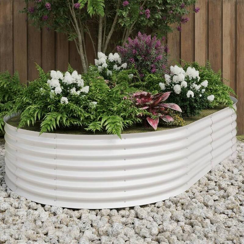 10x4x1.5ft 2Pcs Galvanized Raised Garden Bed Planter Boxes Outdoor, Off-White for Vegetables, Fruits, Flowers, Herbs - N/A