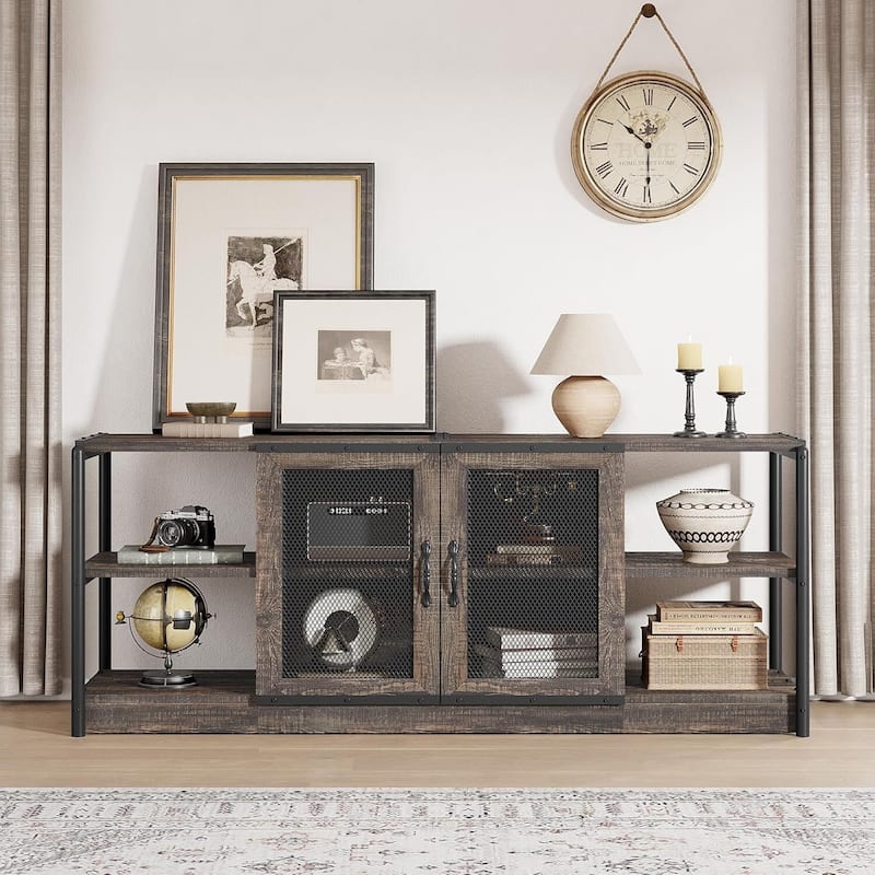 65-Inch Long Wooden TV Stand - Brown