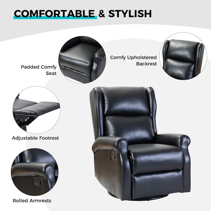 Baksoho Contemporary Faux Leather Swivel Nursery Chair with Metal Base by HULALA HOME