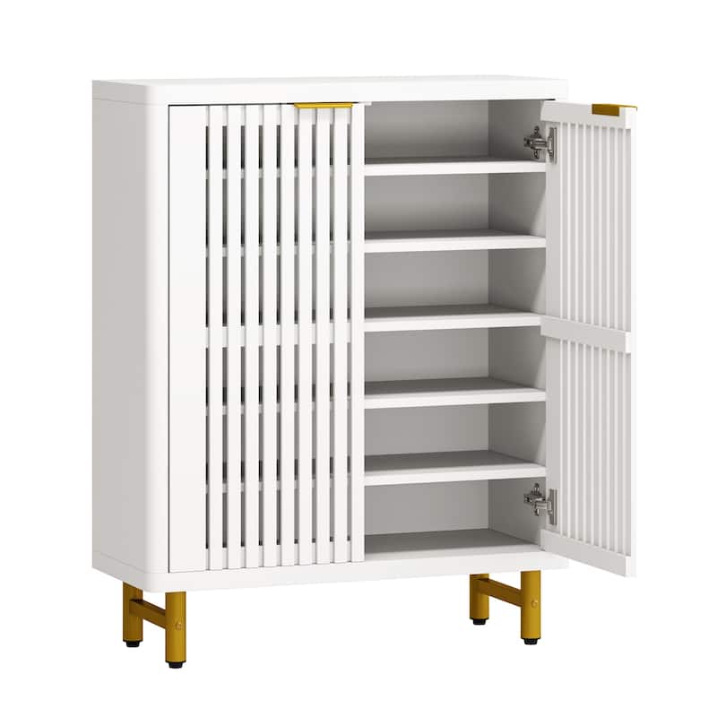 6-Tier Shoe Storage Cabinet with Louvered Doors for Living Room