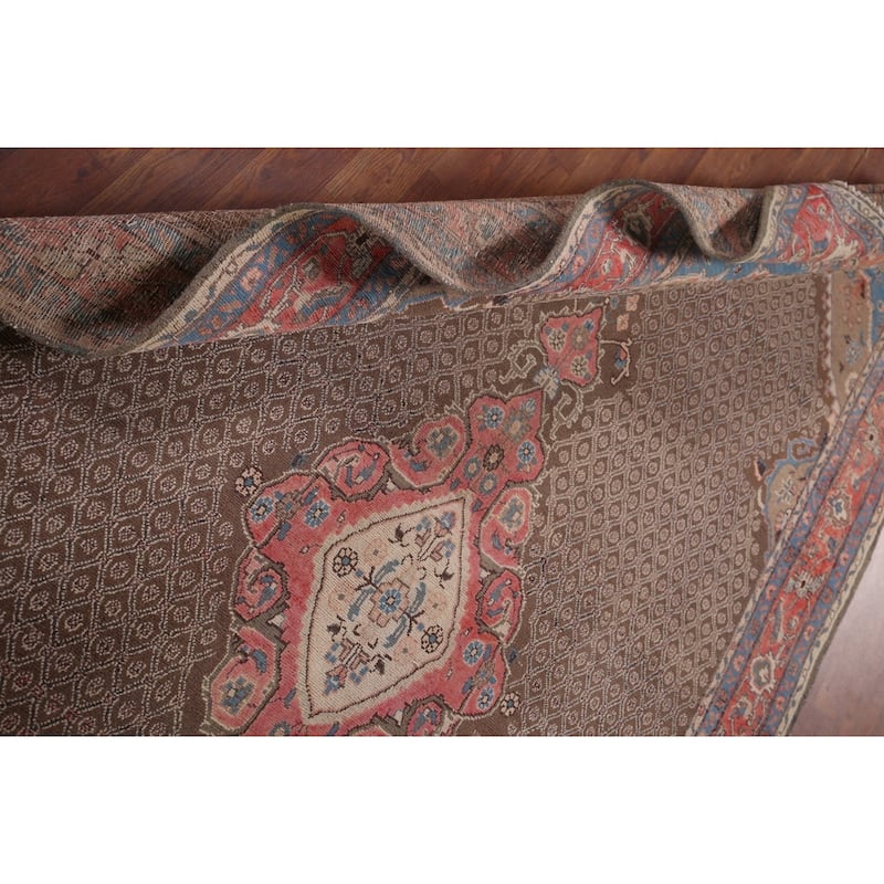 Brown Koliaei Persian Vintage Area Rug Handmade Wool Carpet - 5'0"x 10'6"