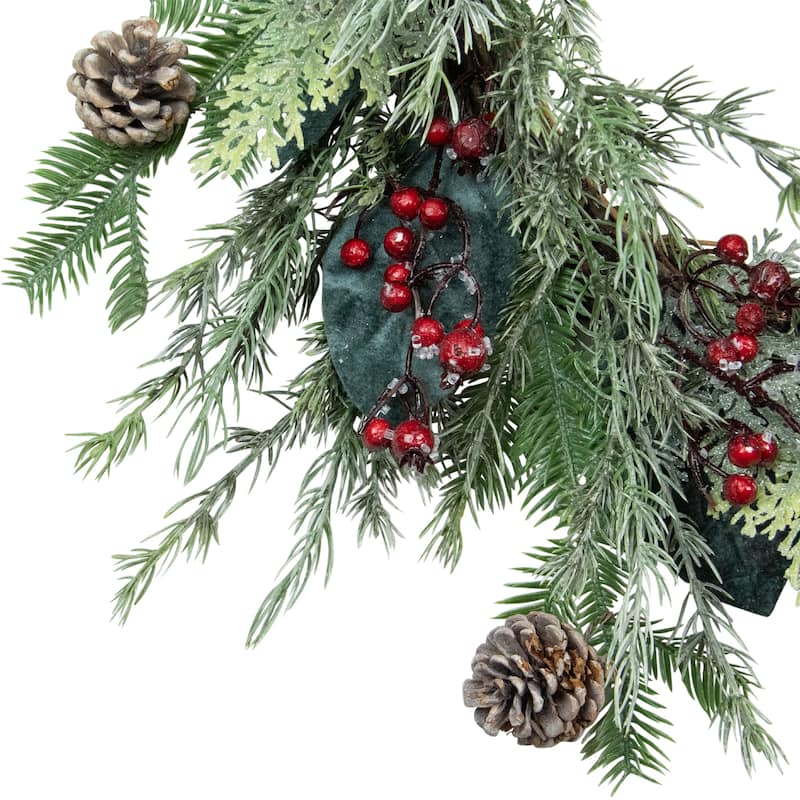 Mixed Foliage and Iced Berries Artificial Christmas Wreath 26-Inch Unlit - 26"