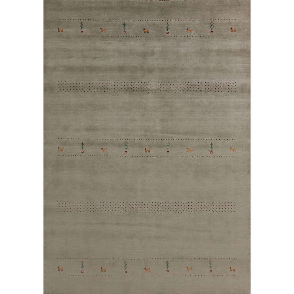 Tribal Gabbeh Oriental Area Rug Handmade Wool Carpet - 7'10" x 9'10"