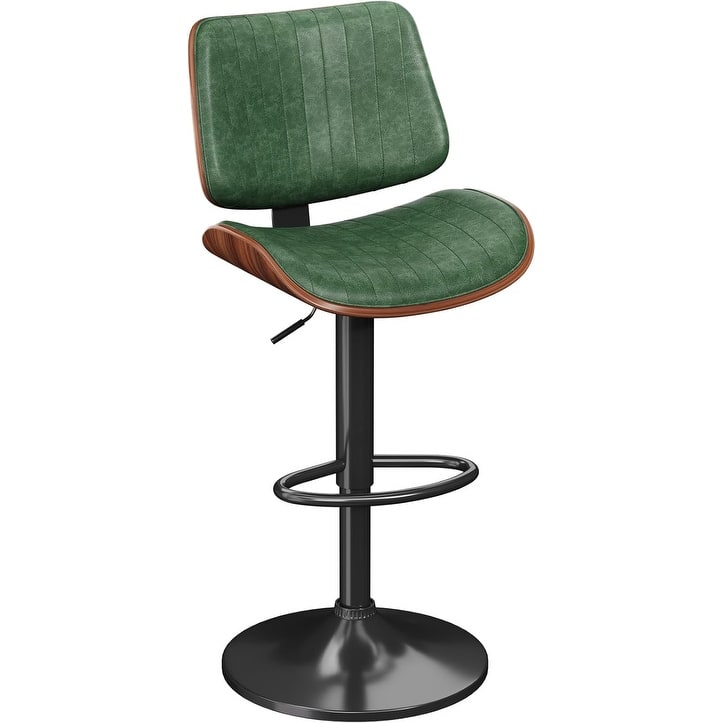 Swivel Adjustable Height Counter Stools, Bar Stools with Backs - 20" W X 18"D X 24-33" H - Single - Green - Adjustable