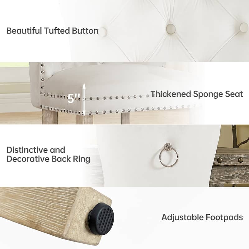 Morden Fort Tufted Dining Chair, Accent Chairs with Studded Trim and Pull Ring