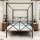 preview thumbnail 7 of 6, Vintage Metal Canopy Bed Frame - Full Size for Timeless Bedroom Style