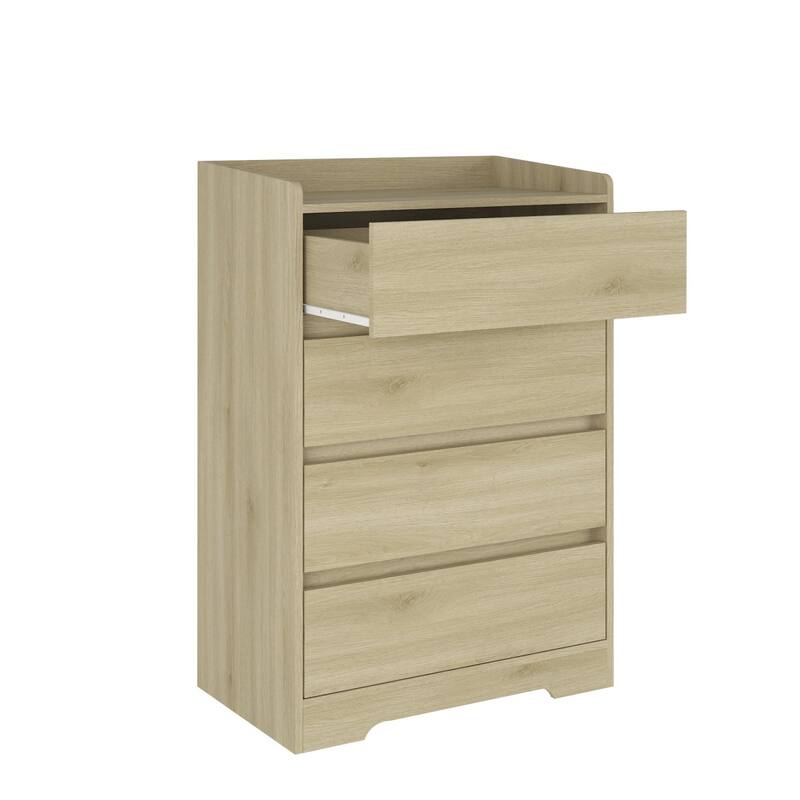 25.59" Modern Wooden 4 Drawer Dresser with No Handles and Waterproof