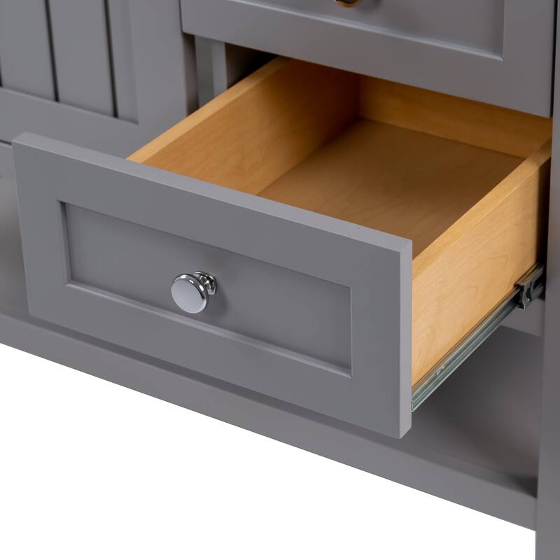 Spring Mill Cabinets Elvet 37" Bathroom Vanity With Cabinet, 2 Drawers, Open Shelf, and Sink Top