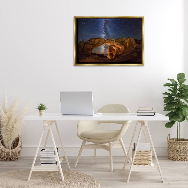 Stupell Starry Sky Through Desert Arch Framed Floater Canvas Wall Art Design By Royce Bair