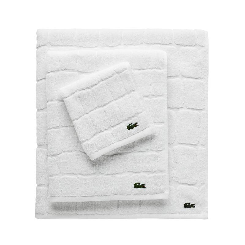 Lacoste Croc Scale Cotton Bath Towel, Hand Towel, and Washcloth