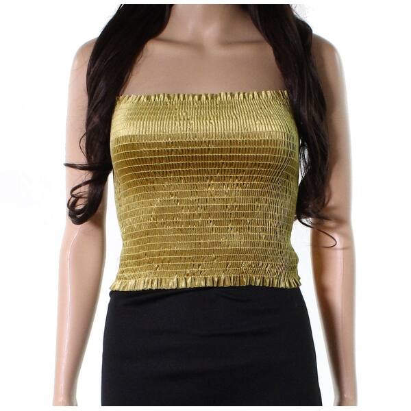 Shop Tres Bien Yellow Gold Women S Size Medium S M Smocked Velvet