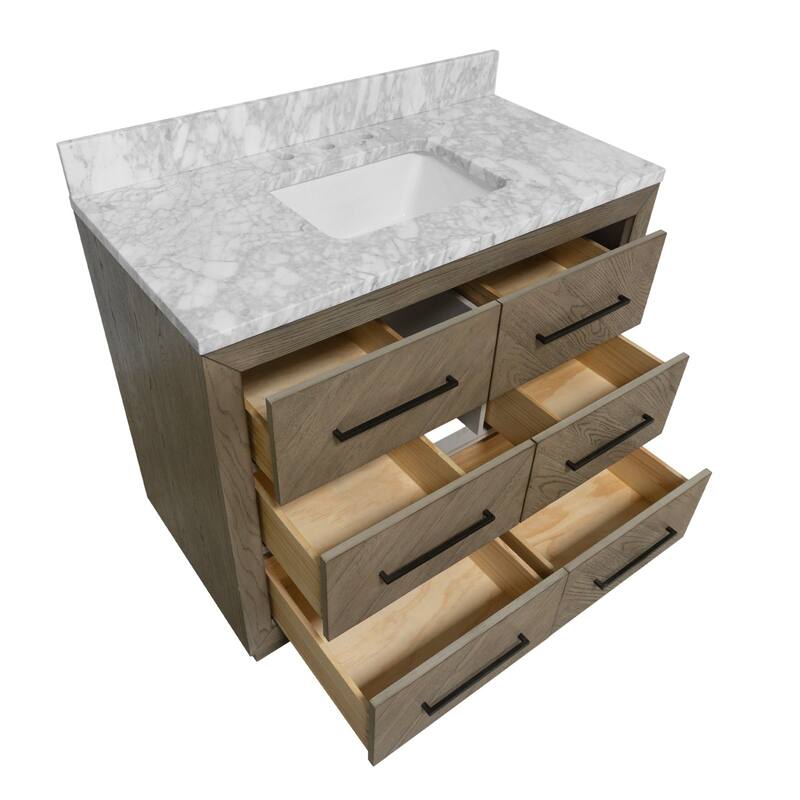 KitchenBathCollection Avery 42" Bathroom Vanity with Carrara Marble Top