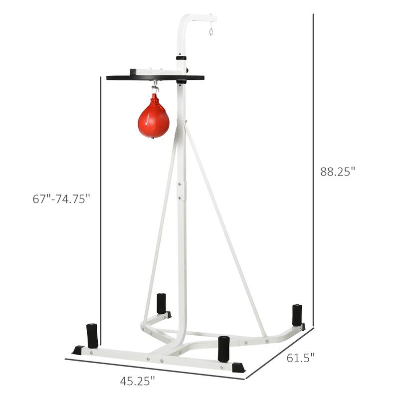 Soozier Free-Standing Speed Bag Platform Punch Bag Station Boxing Stand Heavy Duty Frame White