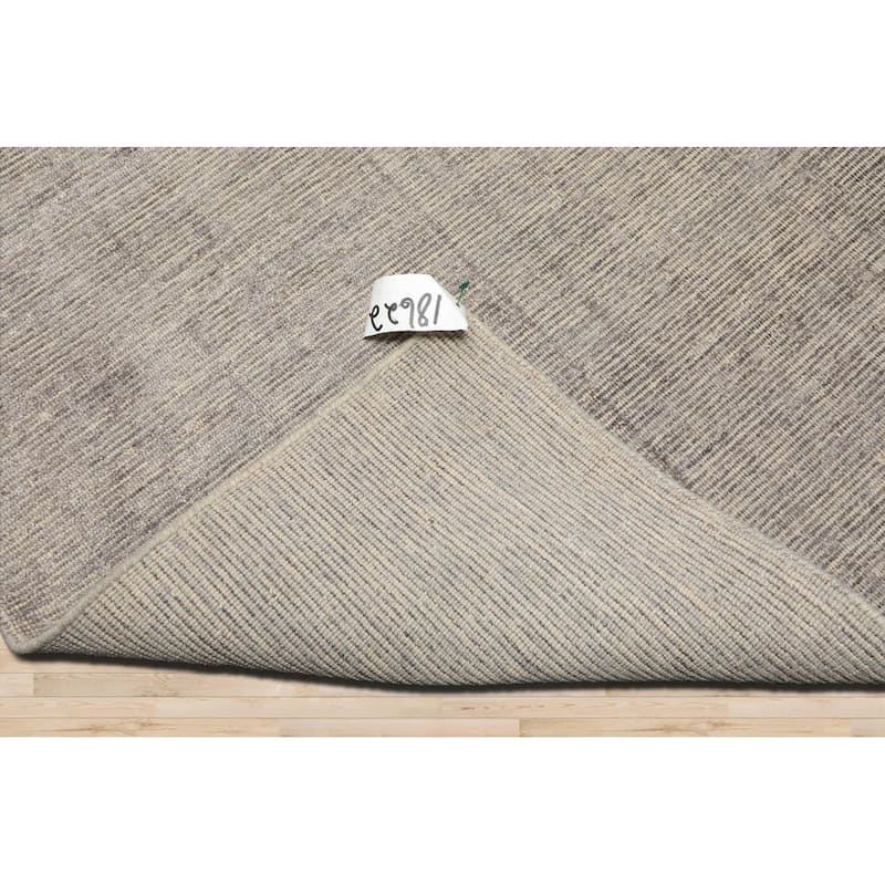 LoomBloom Taupe Modern Ribbed 100% Wool Oriental Area Rug - 5' 3'' x 7' 7''