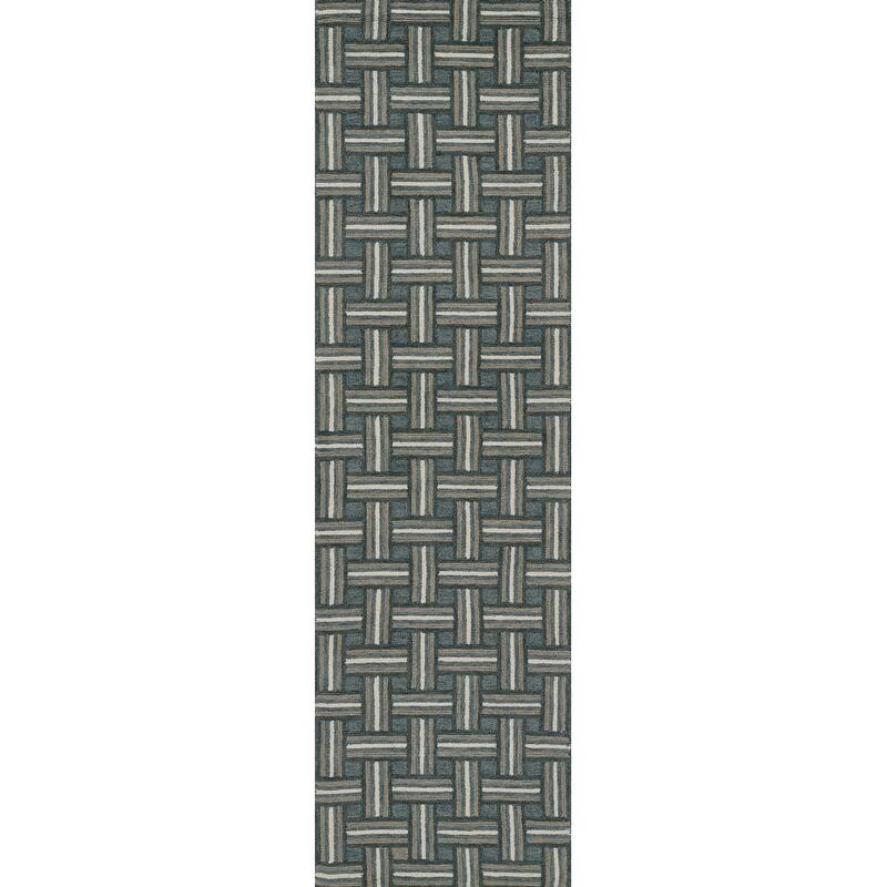 Erin Gates by Momeni Abbott Basketweave Hand Tufted Wool Area Rug - Blue - Runner - 2'3" X 8' Runner