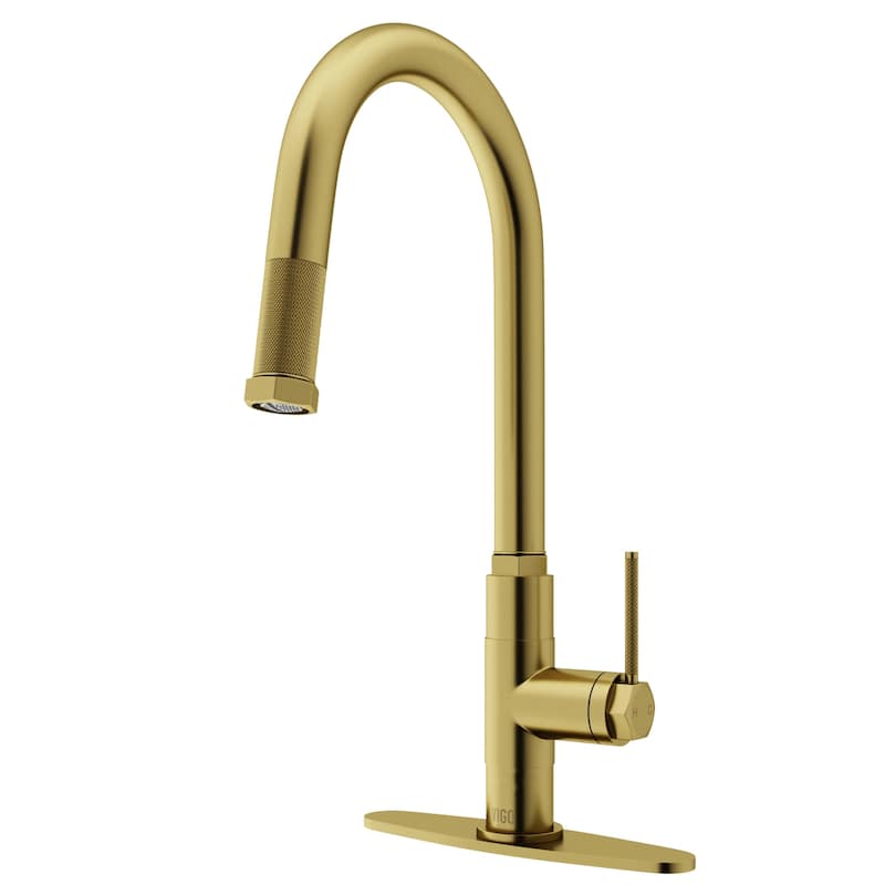 VIGO Hart Arched 18" H Single Handle Pull-Down Kitchen Faucet