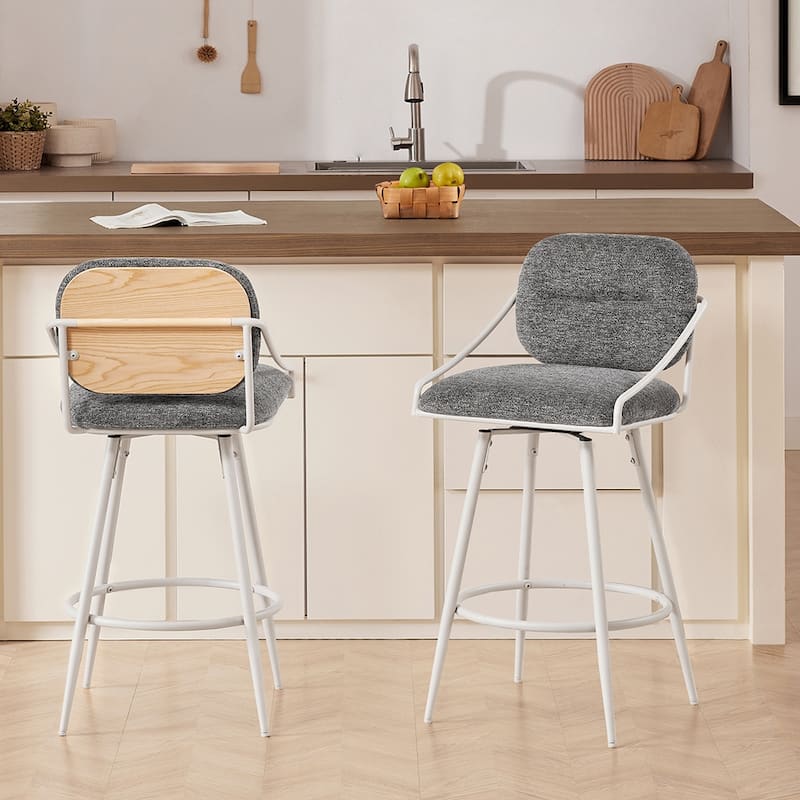 Art Leon Mid-century Modern Fabric Swivel Barstool