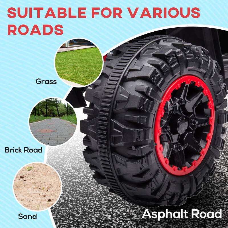 Aosom 12V Kids ATV Quad Car with Forward & Backward Function, Four Wheeler for Kids with Wear-Resistant Wheels, Music