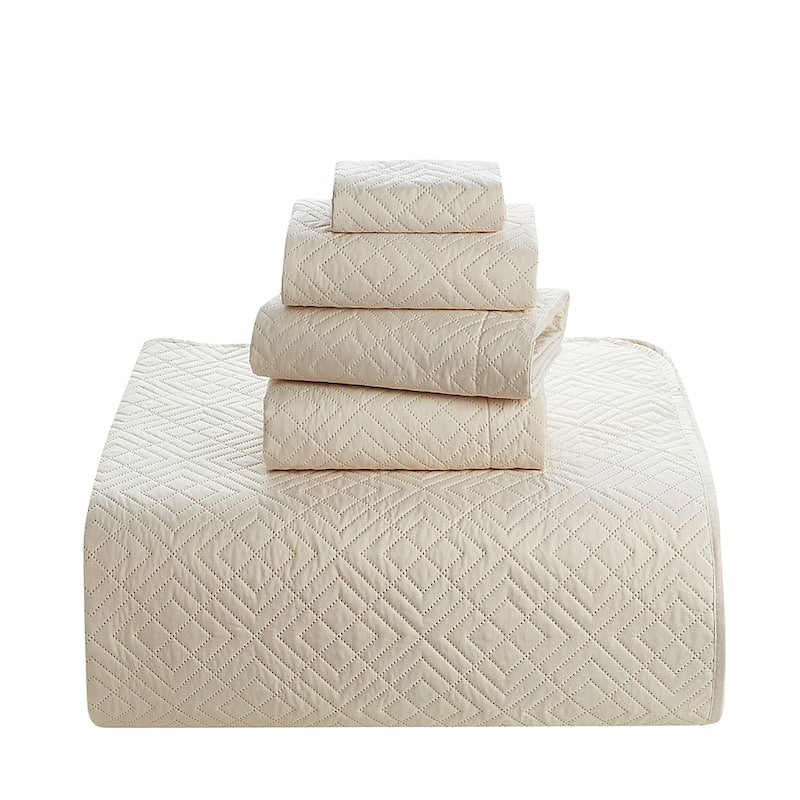 Clara Clark Bedspread Quilt Set - Embossed Pinsonic Lightweight Coverlet Set