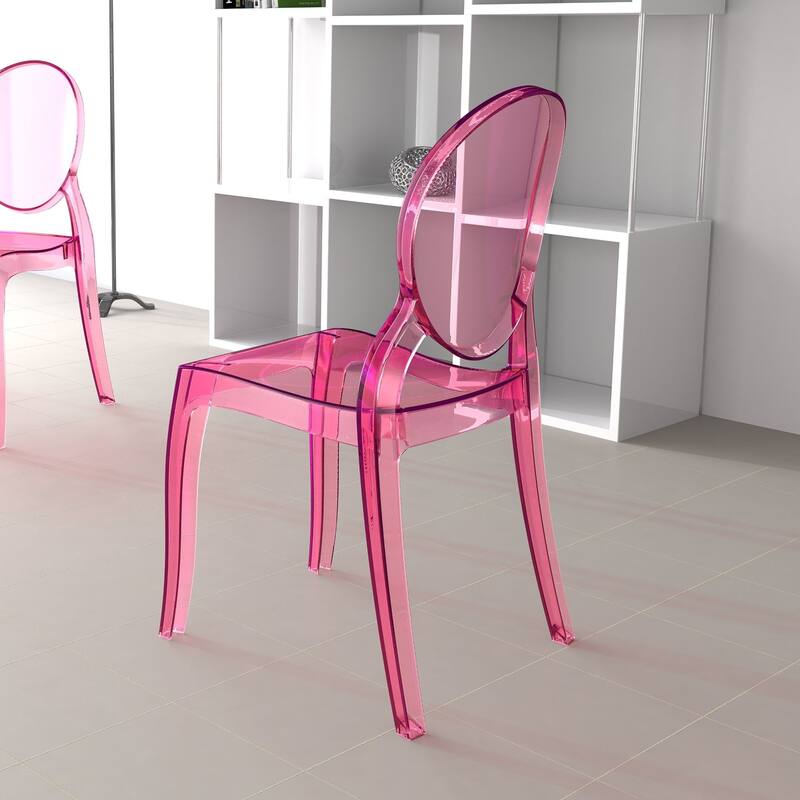 35.5" Pink Transparent Outdoor Patio Bistro Chair