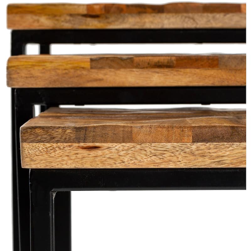 Bistra Wood Modern Nesting Table Set - 26"H x 16"W, 24"H x 14"W, 22"H x 12"W