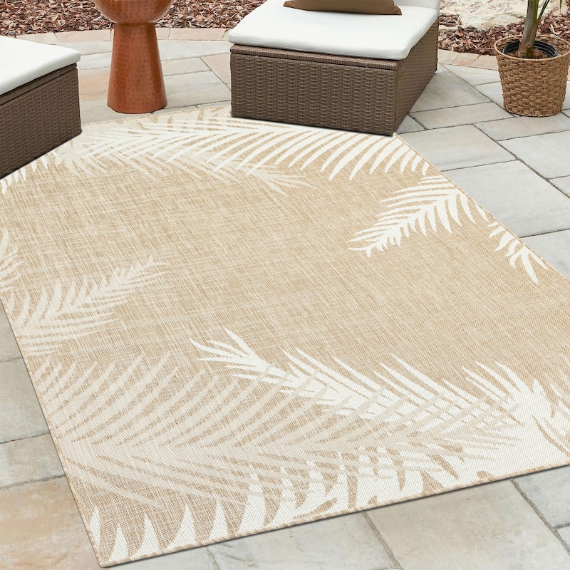 Sevita Callie Coastal Palm Fronds Tropical Indoor/Outdoor Area Rug