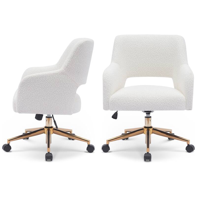Boucle Upholstered Office/ Desk Chair - Swivel/ Adjustable Height (Set of 2)