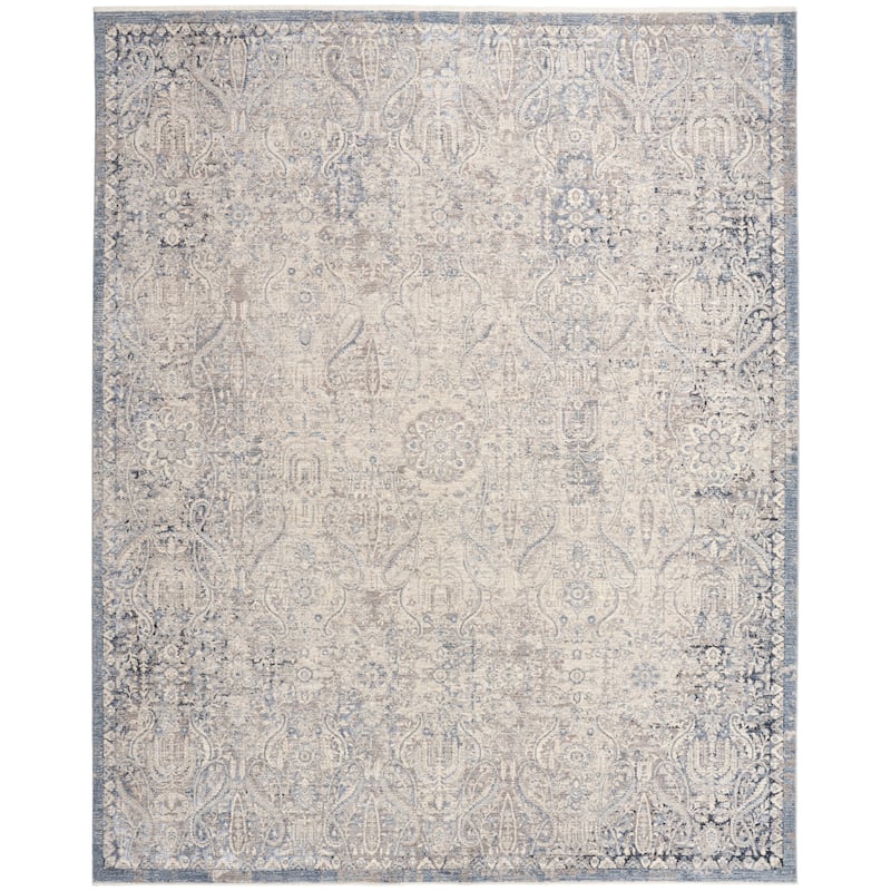 Nourison Home Sultana Indoor only Blue Fringed Persian Area Rug