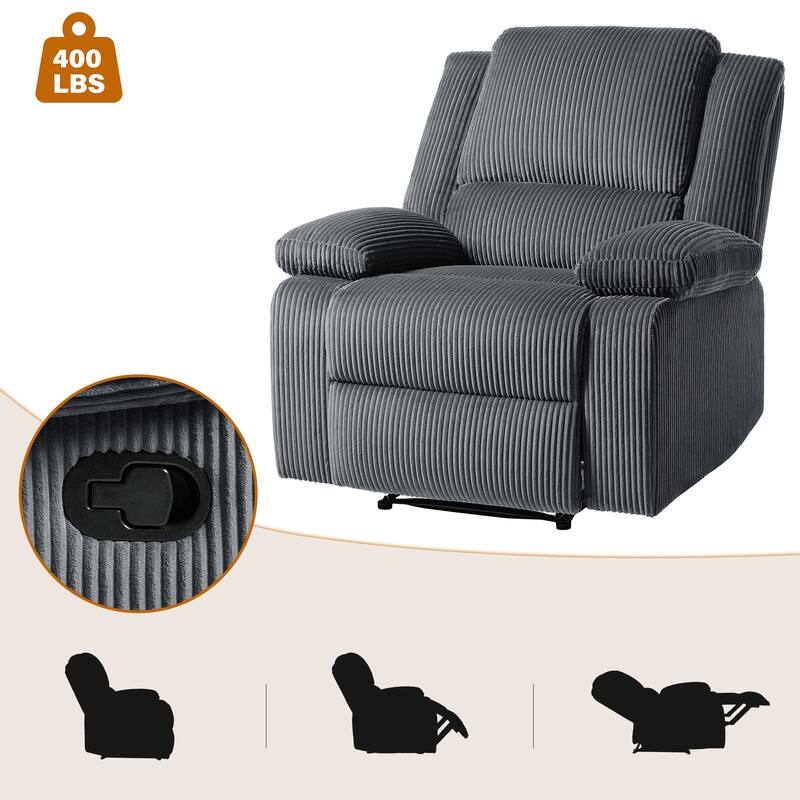 Corduroy Manual Recliner Glider Club Chair with Footrest