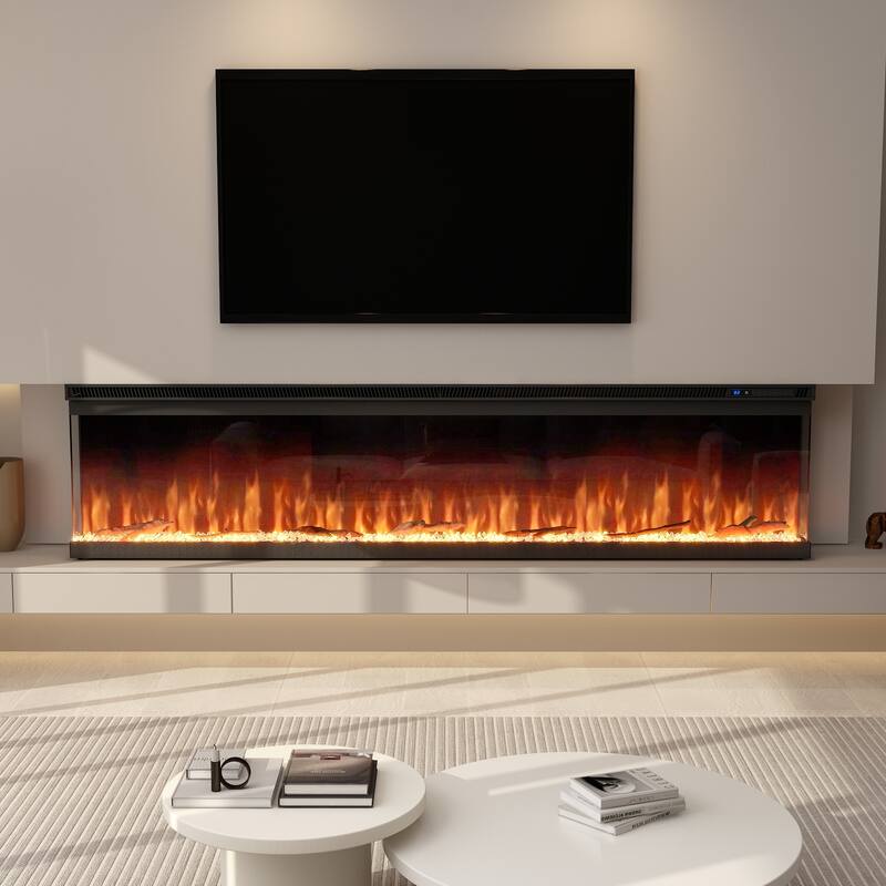 3-Sided Electric Fireplace with 12-Color Flame, Dual Heat Settings 750W/1500W, Smart App & Remote Control – 50/60/70 Inch