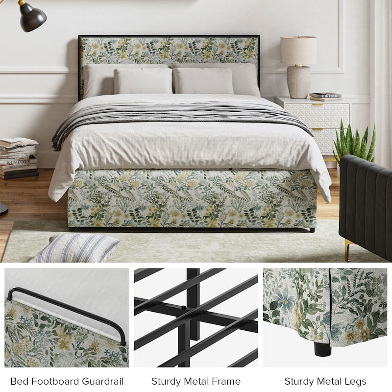 Oliver Modern Washable Slipcover Bed Upholstered Metal by HULALA HOME