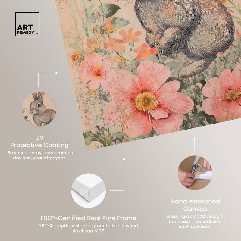 Floral Bunny Canvas by Art Remedy, Gallery Wrapped