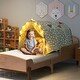 preview thumbnail 2 of 7, Grey Flannel Kids Bed Tent with Glow Stars, Mesh Curtains and Playhouse Decor - 54" x 40" x 32" (L x W x H)