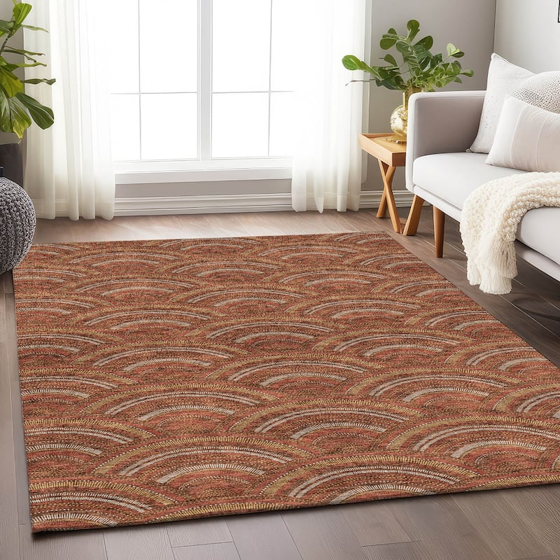 Premium Washable Super Soft Transitional Stacks Mayfield Rug - Paprika - 8' x 10'
