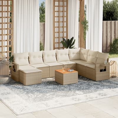 vidaXL Garden Sofa Set PE rattan Modular Removable Covers - 24.4 x 24.4 x 27.2 in (W x L x H)