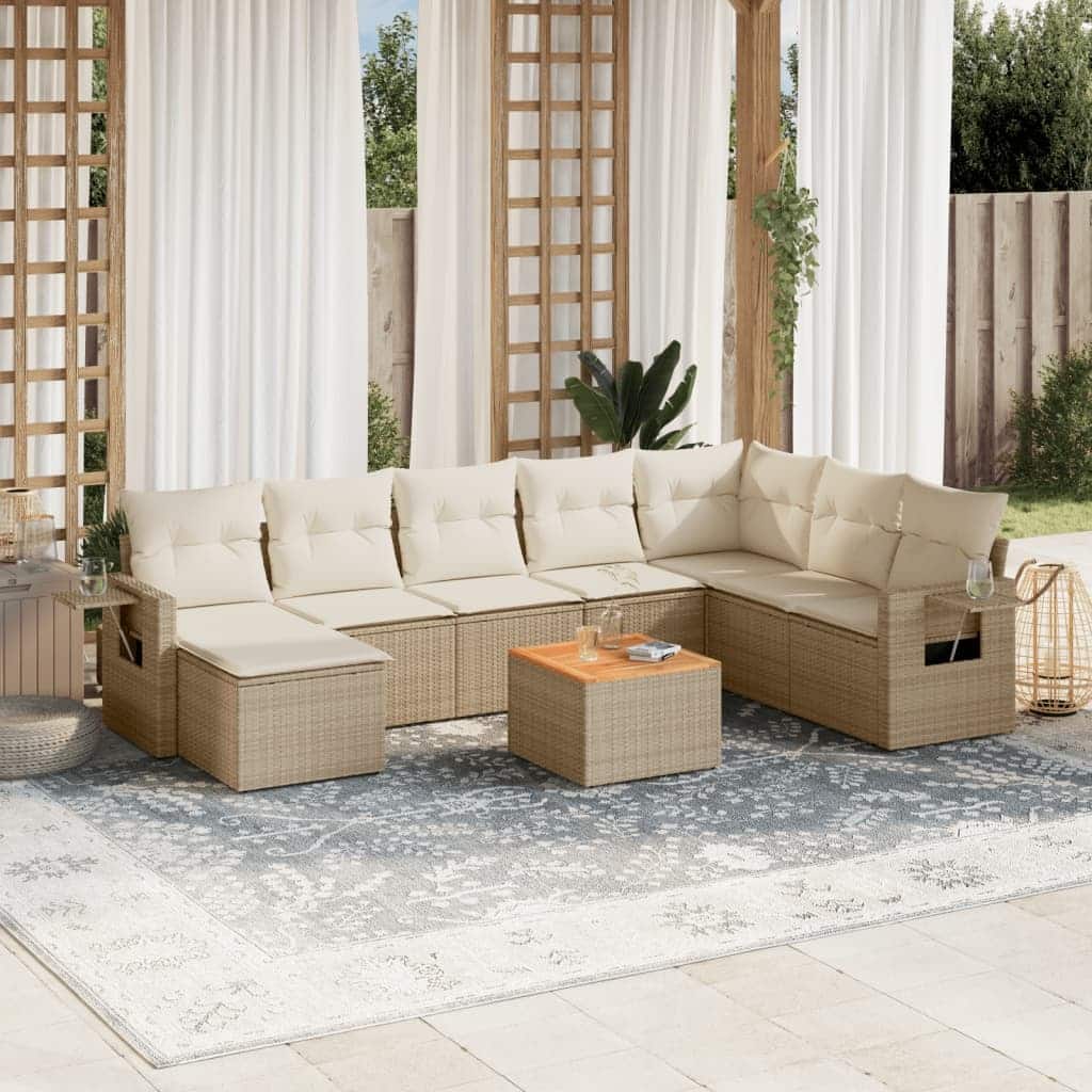 vidaXL Garden Sofa Set PE rattan Modular Removable Covers - 24.4 x 24.4 x 27.2 in (W x L x H)